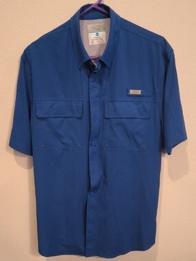 Ocean Coast Performance Short-Sleeve Button-Down Shirt - Blue Men's Medium